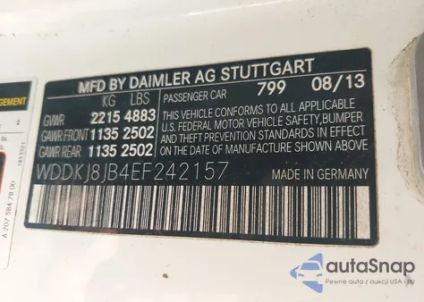 2014 Mercedes-Benz E 350 4Matic z USA, uszkodzony, nr VIN WDDKJ8JB4EF242157